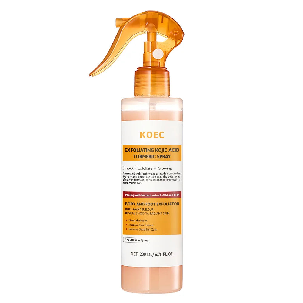200ml KOEC Kojic Acid Turmeric Exfoliating Spray Soothing Glowing Hydrating Remove Dead Cells Improve Skin Texture Cleanse Pores